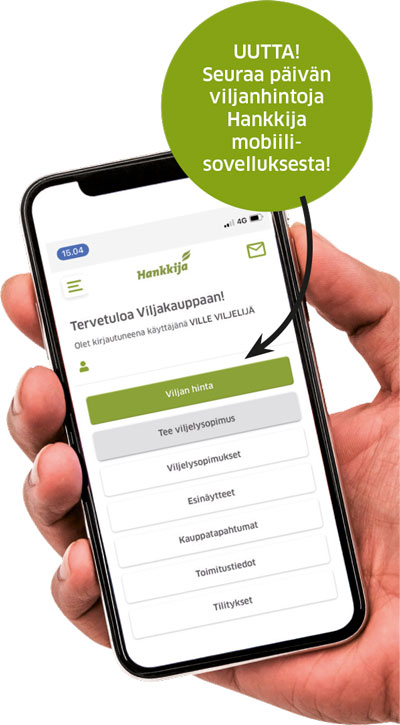 Hankkija mobiilisovellus, viljakauppa