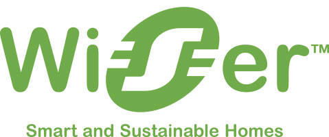 Wiser-logo ja teksti Smart and sustainable homes