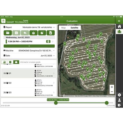 Krone SmartTelematics -pilvipalvelussa on saatavilla kaikki paalaimen tallentamat satotiedot.
