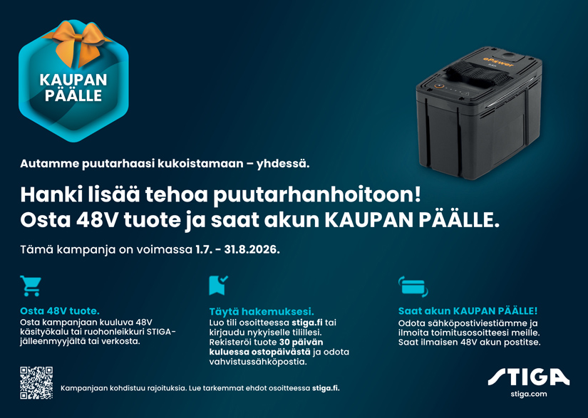 Osta 48V akkukäyttöinen työkalu, saat 1 lisäakun kaupan päälle