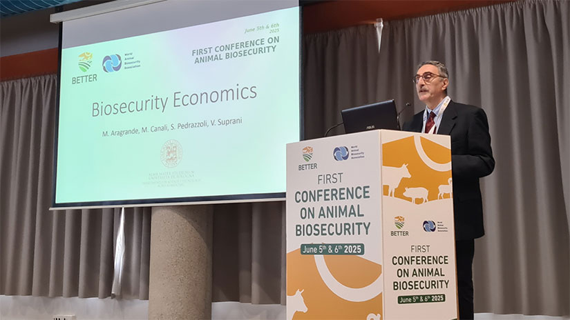 Konferenssin tärkeintä antia olivat lukuisat asiantuntijaesitykset. Professori Maurizio Aragrande Bolognan yliopistosta Italiasta kertoi bioturvan taloudellisesta merkityksestä.