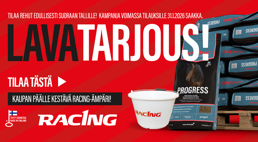 Racing-lavakampanja hevosrehuille tammikuu 2026