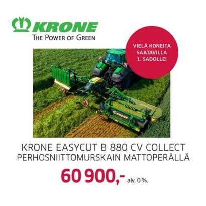 Krone Easycut B 880 CV Collect -perhosniittymurskain mattoperällä