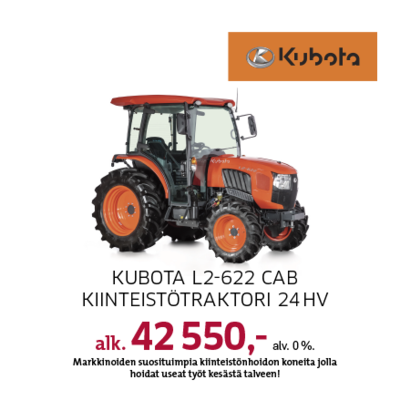 Kubota L2-622 Cab -kiinteistötraktori, 24 hv