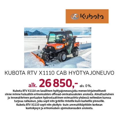 Kubota RTV X1110 Cab -hyötyajoneuvo