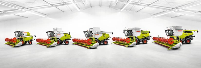 CLAAS AVERO 240/160 -puimurimallisto, 5 kpl, konehallissa esittelyssä.