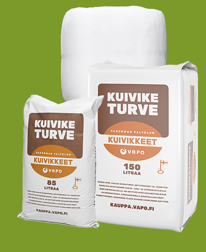 Vapon kuiviketurpeiden pakkauksien kuvia. Kuvituskuva.