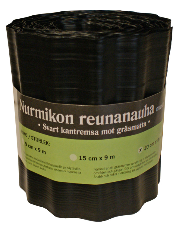 Nurmireunanauha 20 cm x 9 m musta