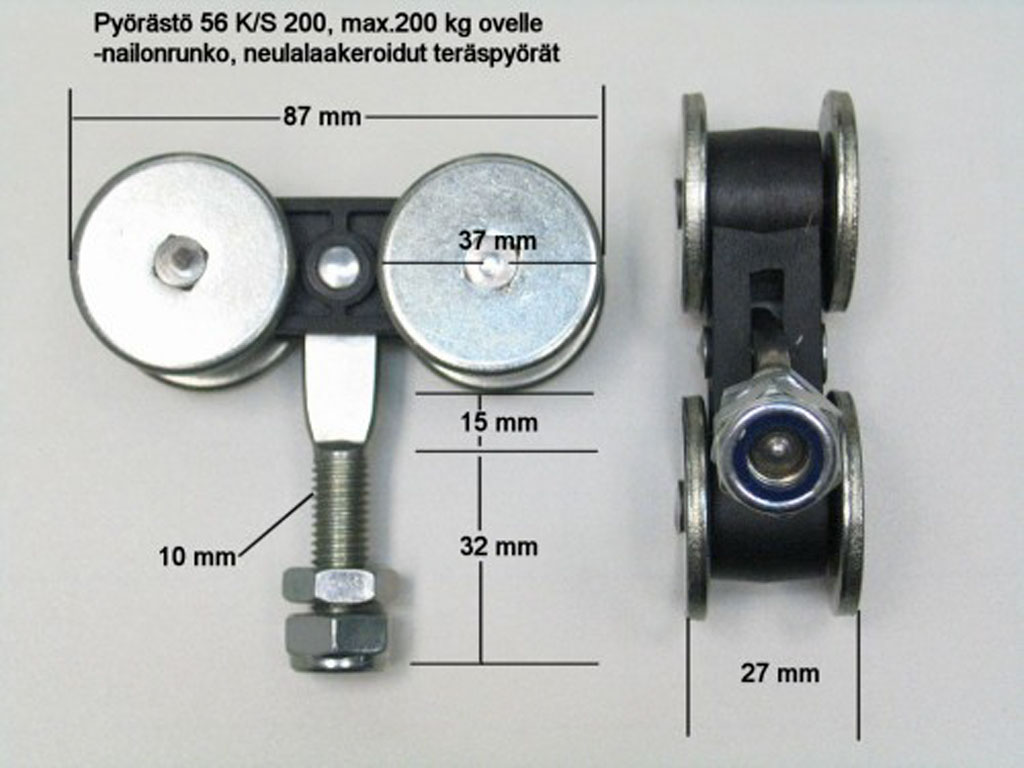 Pyörästö 56KS kiintellä pultilla, max. 200kg