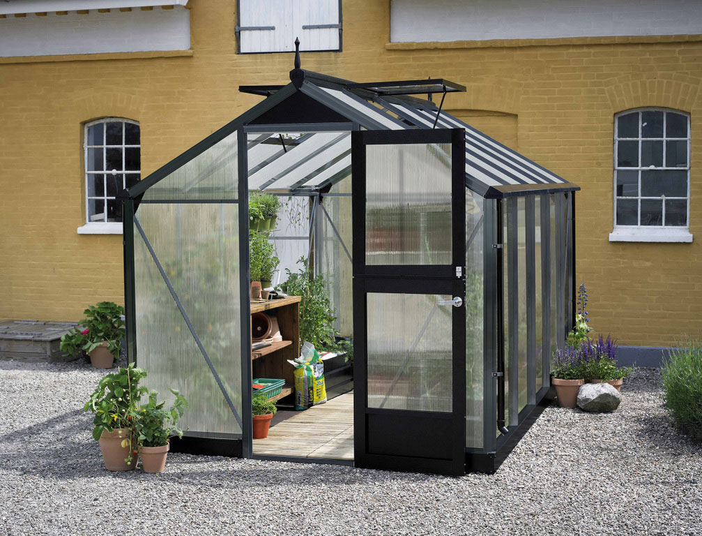 Kasvihuone Juliana Compact 6,6m2 antrasiitti/musta kennolevyllä
