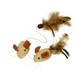 Kissanlelu hiiri ja höyhenet nature 4,5 cm