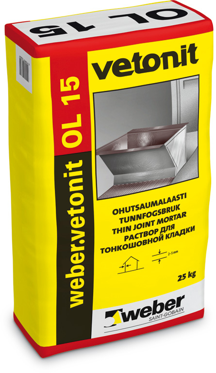 Vetonit OL 15 ohutsaumalaasti, 25 kg