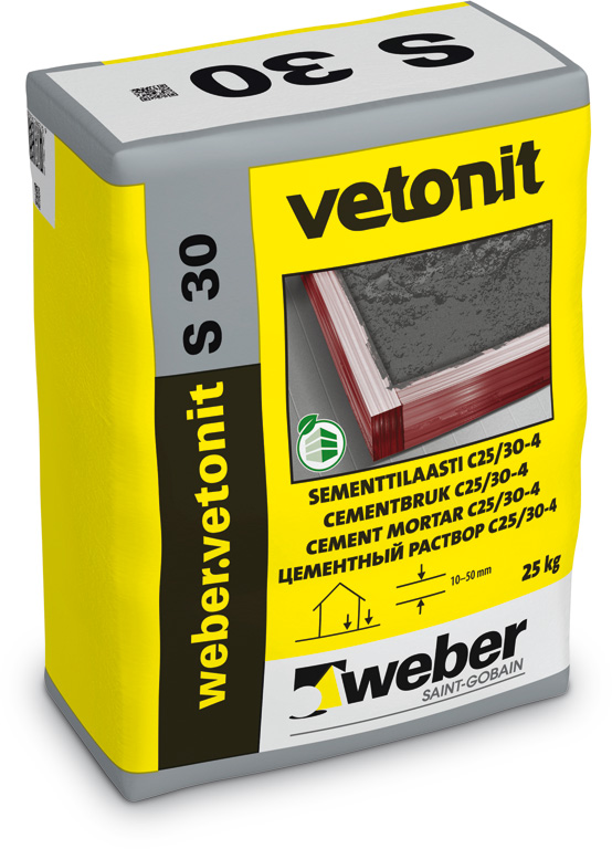 Vetonit S 30 sementtilaasti, 25 kg