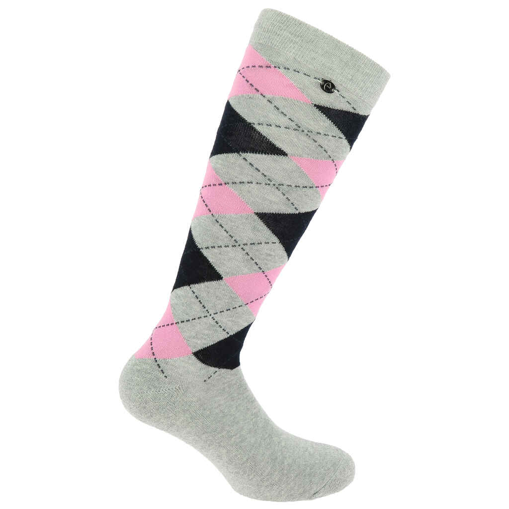 Sukat Equithéme Ruutu harmaa/pinkki 35-38
