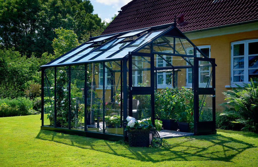Kasvihuone Juliana Premium 10,9m² antrasiitti/musta turvalasilla