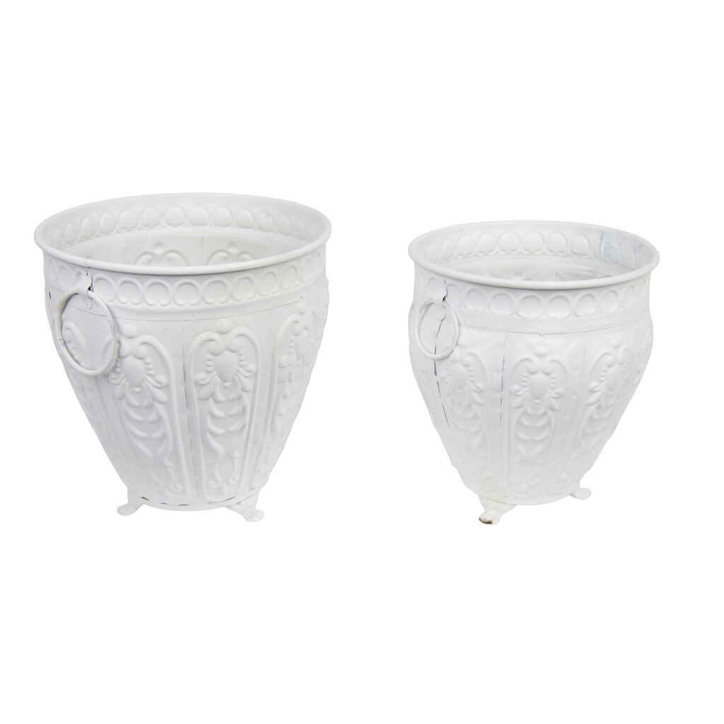 Metallinen valkoinen suojaruukku pienillä jaloilla