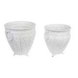 Metallinen valkoinen suojaruukku pienillä jaloilla