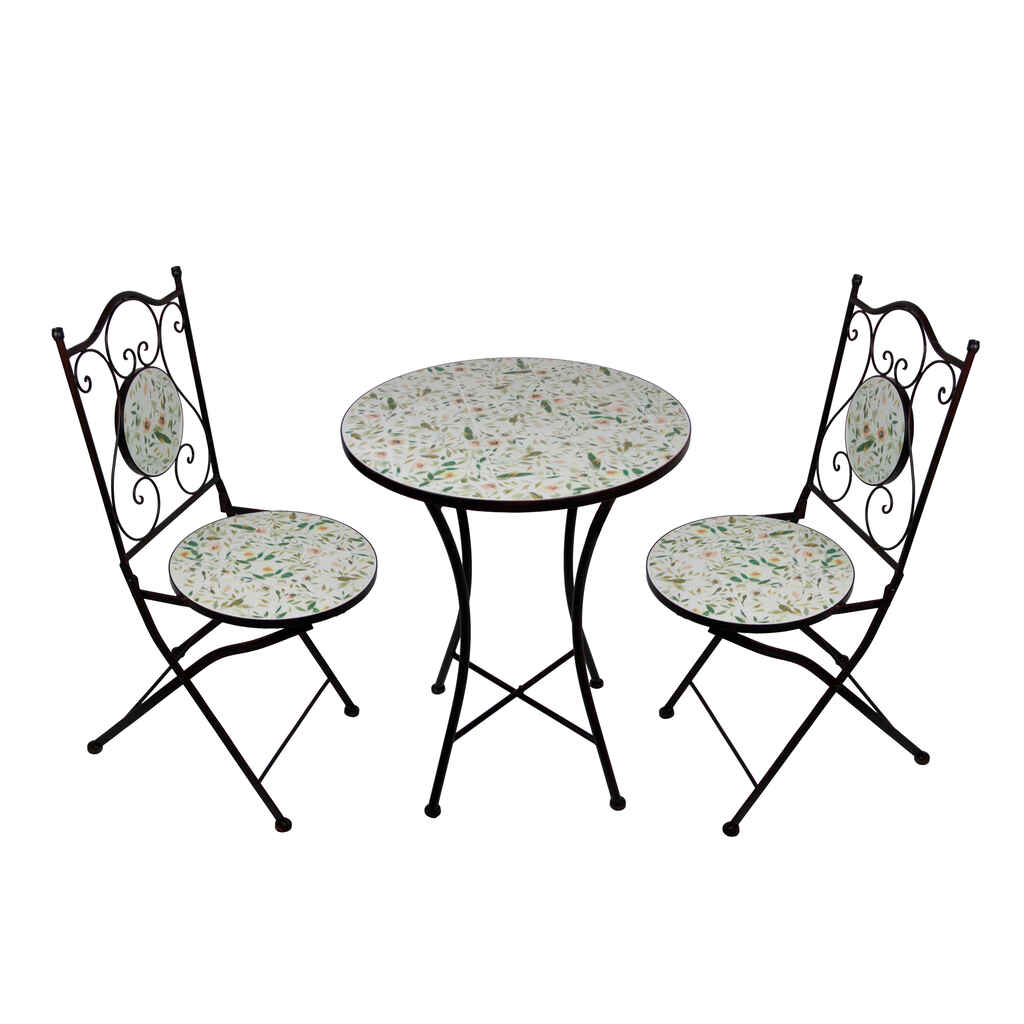 Pöytä ja 2 tuolia kukkaniitty kahvila