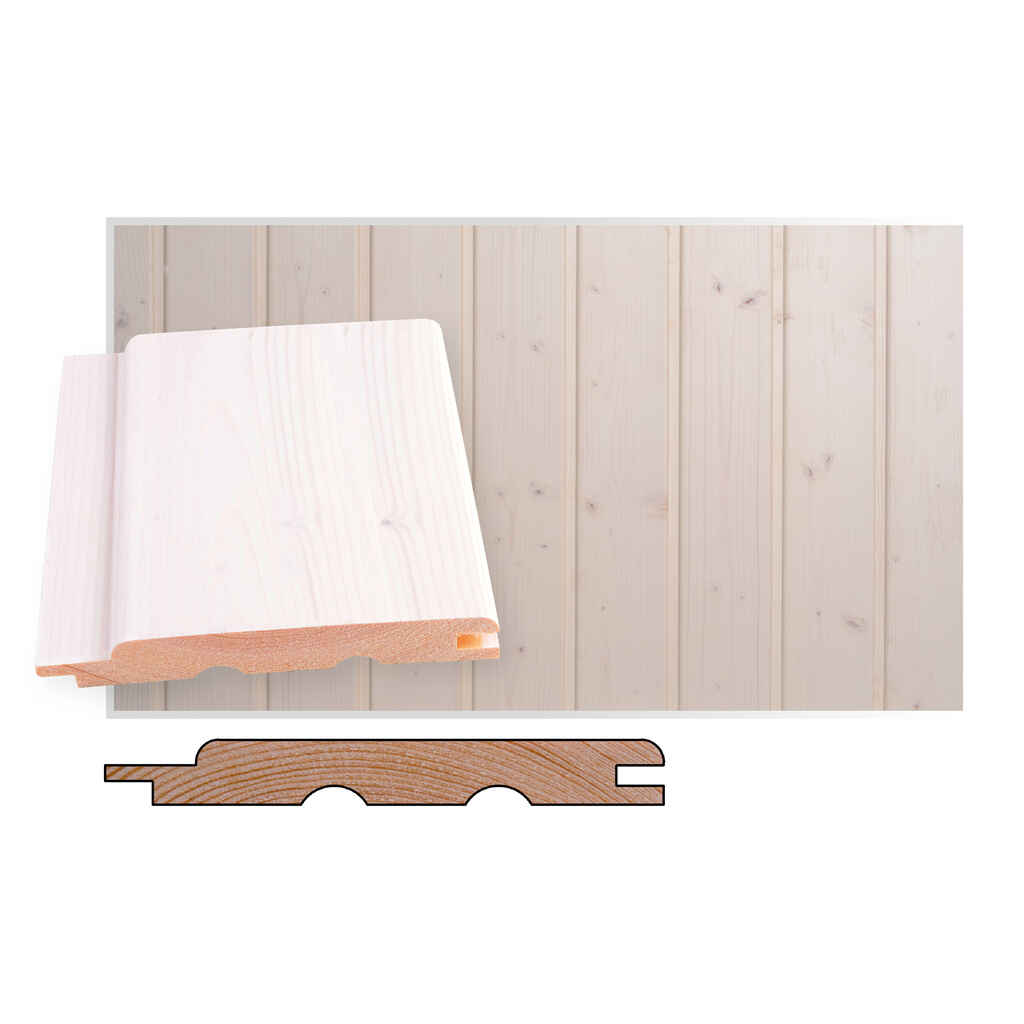 Kattopaneeli STP-10 14x120x3900 Valkolakattu, TK-Kuusesta, paketti