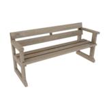 Jämäkkä penkki käsinojilla vaaleanharmaa