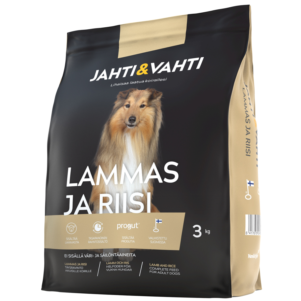 Jahti&Vahti Lammas ja Riisi 3 kg koiranruoka