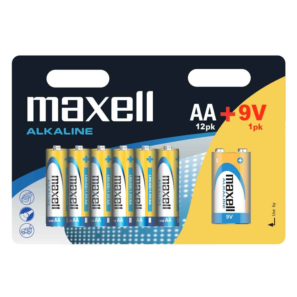Paristopaketti Maxell AA 12 kpl + 9V