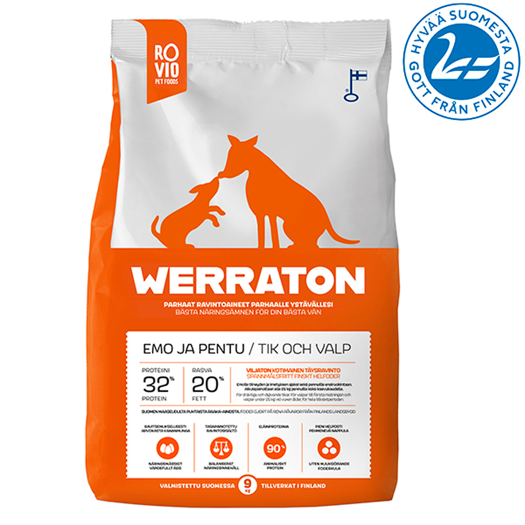 Rovio Werraton Viljaton Emo & Pentu 9 kg koiranruoka