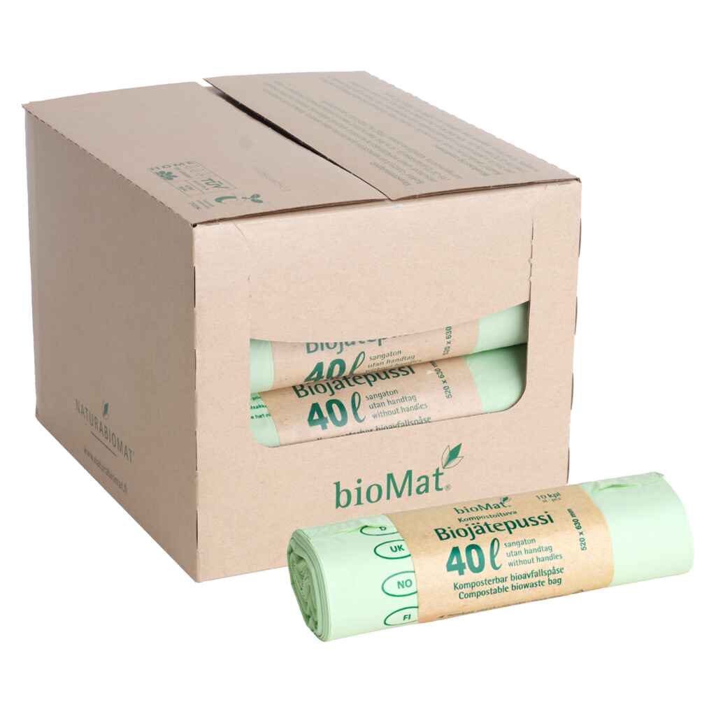 Biojätepussi 40 L bioMat, sangaton