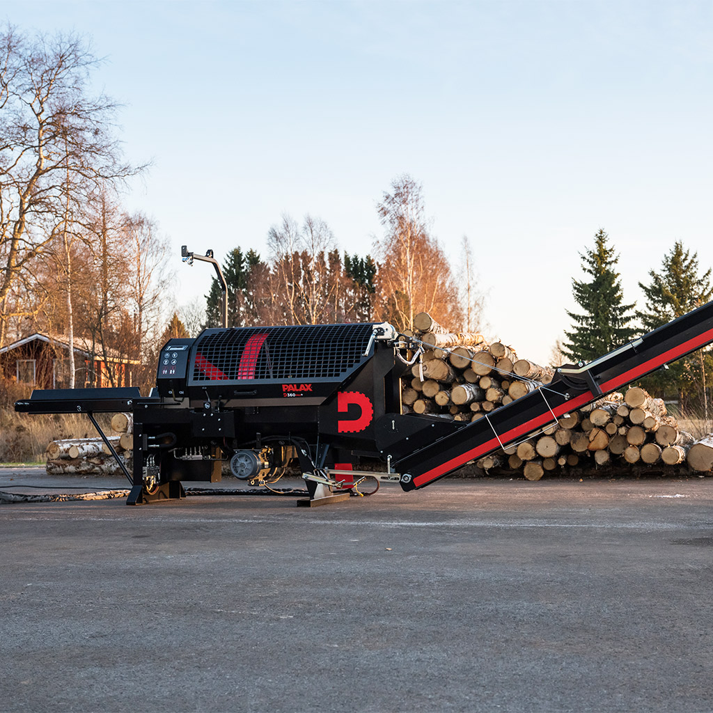 Palax D360 Pro, traktorikäyttöinen klapikone + sähkömoottori